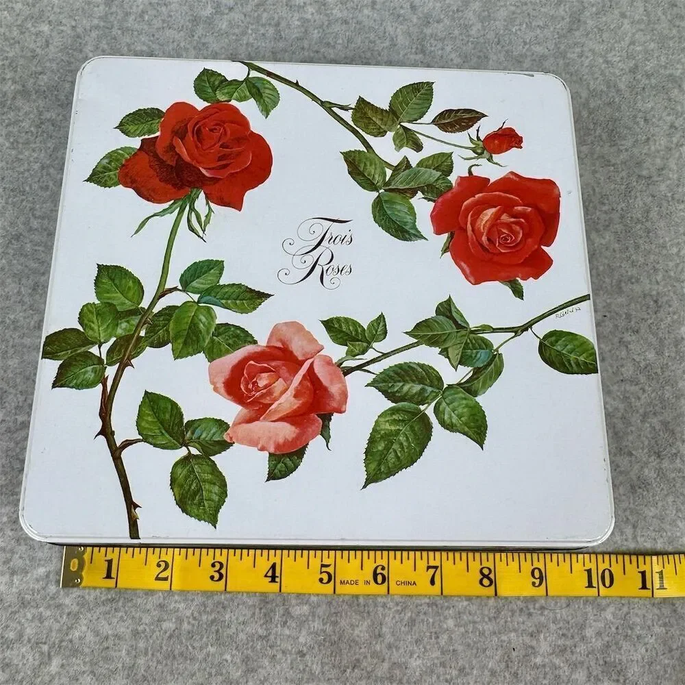 Kambly Trois Roses Vintage Floral Biscuit Tin Swiss Collectible 1985